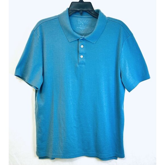TACKLE & TIDES Mens Ribbed Collar S/S Polo Shirt / Royal Blue / Men’s Large - Picture 6 of 9